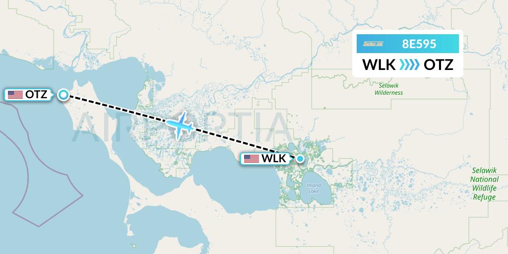 8E595 Bering Air Flight Map: Selawik to Kotzebue