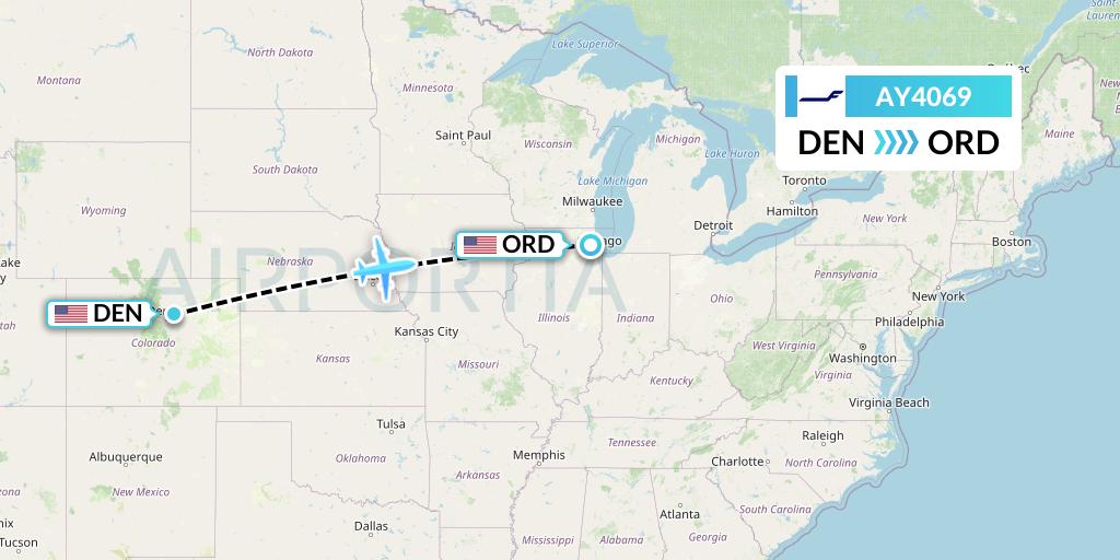 AY4069 Finnair Flight Map: Denver to Chicago