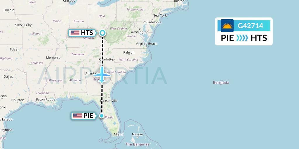 G42714 Allegiant Air Flight Map: St. Petersburg to Huntington