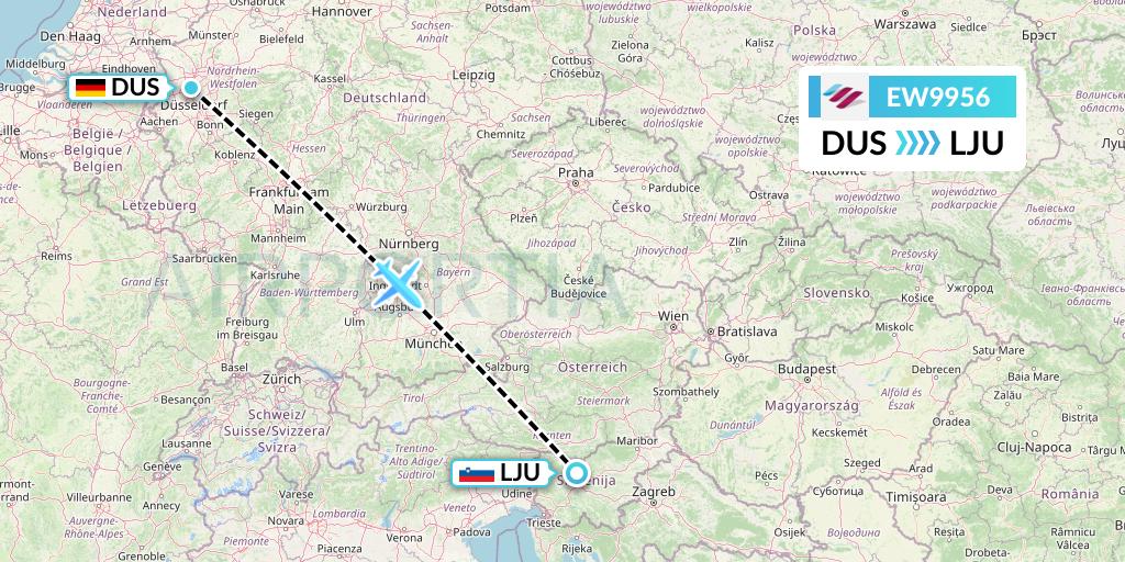 EW9956 Eurowings Flight Map: Dusseldorf to Ljubljana