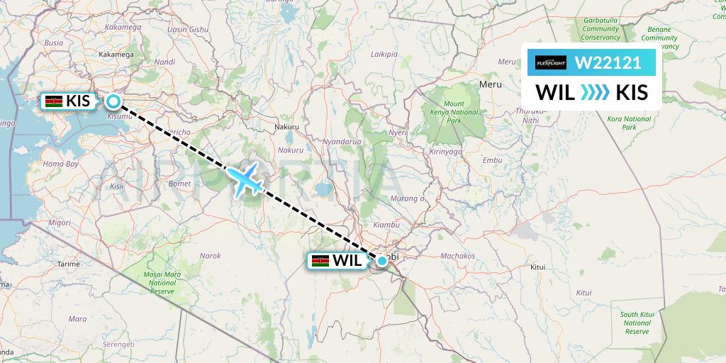 W22121 Flex Flight Flight Map: Nairobi to Kisumu