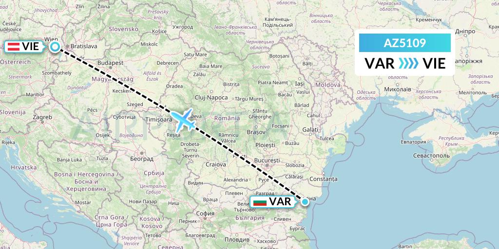 AZ5109 ITA Airways Flight Map: Varna to Vienna