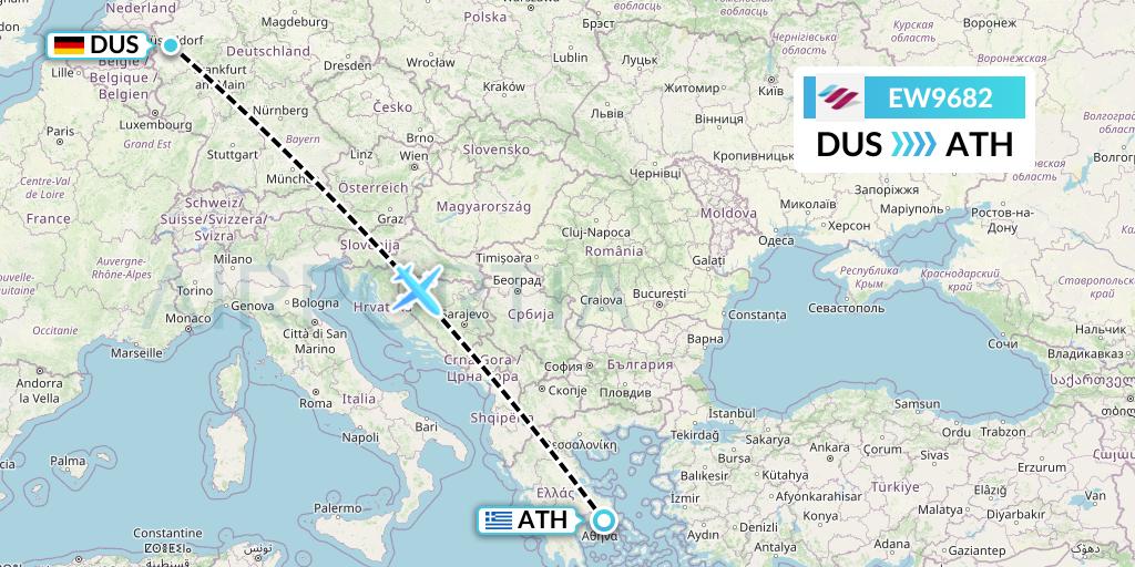 EW9682 Eurowings Flight Map: Dusseldorf to Athens