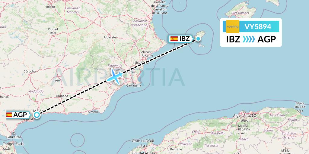 VY5894 Vueling Flight Map: Ibiza to Malaga