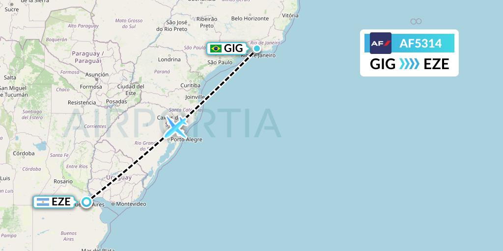 AF5314 Air France Flight Map: Rio de Janeiro to Buenos Aires