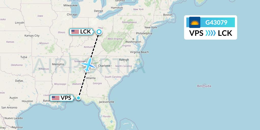 G43079 Allegiant Air Flight Map: Valparaiso to Columbus