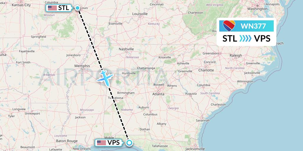 WN377 Southwest Airlines Flight Map: St. Louis to Valparaiso