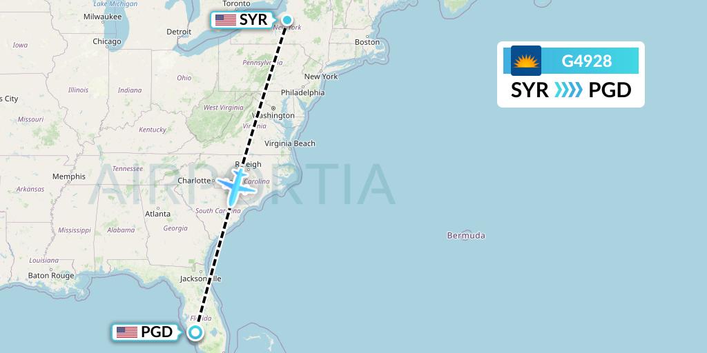 G4928 Allegiant Air Flight Map: Syracuse to Punta Gorda