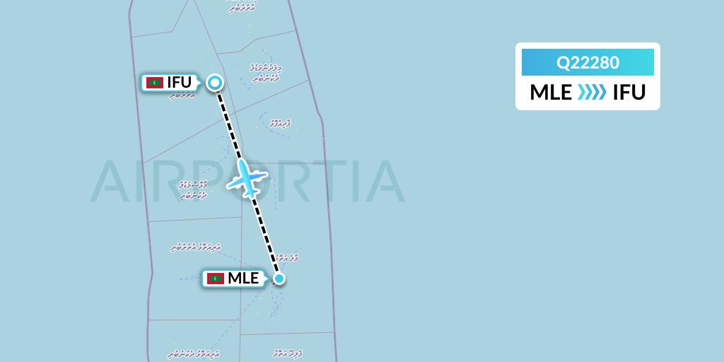 Q22280 Maldivian Flight Map: Male to Ifuru