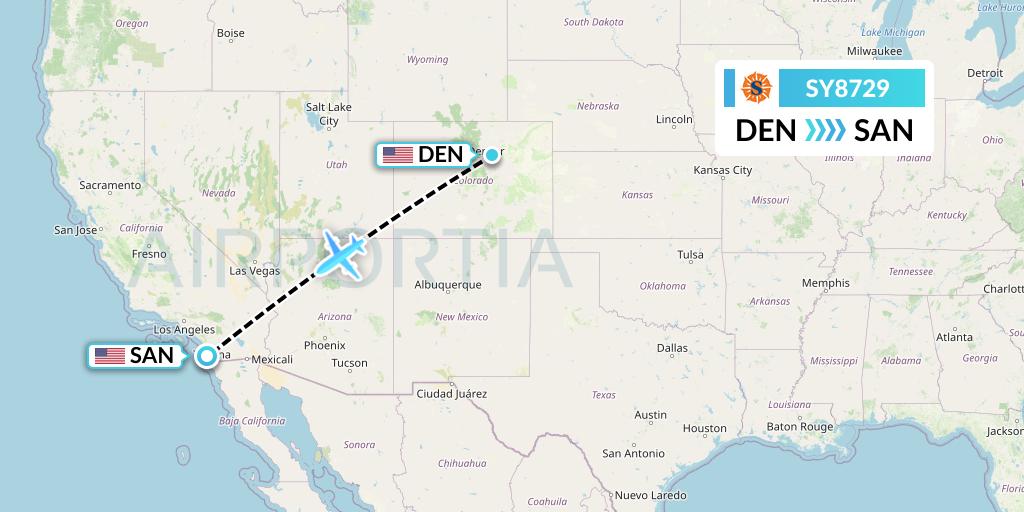 SY8729 Sun Country Airlines Flight Map: Denver to San Diego