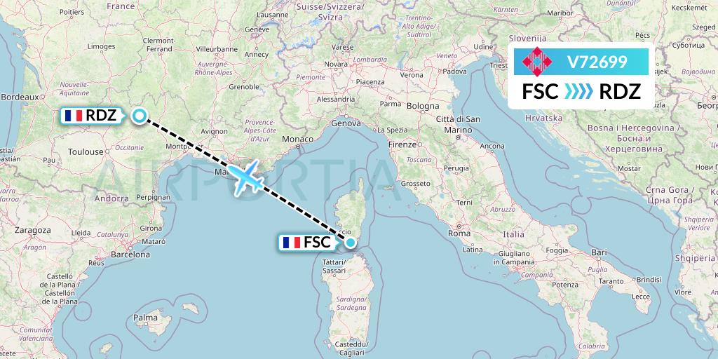 V72699 Volotea Flight Map: Figari to Rodez