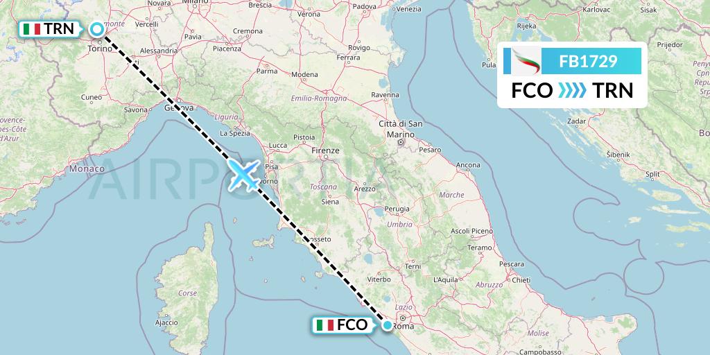 FB1729 Bulgaria Air Flight Map: Rome to Turin