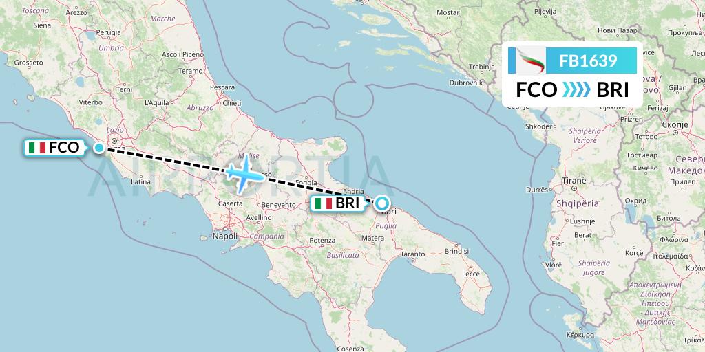 FB1639 Bulgaria Air Flight Map: Rome to Bari