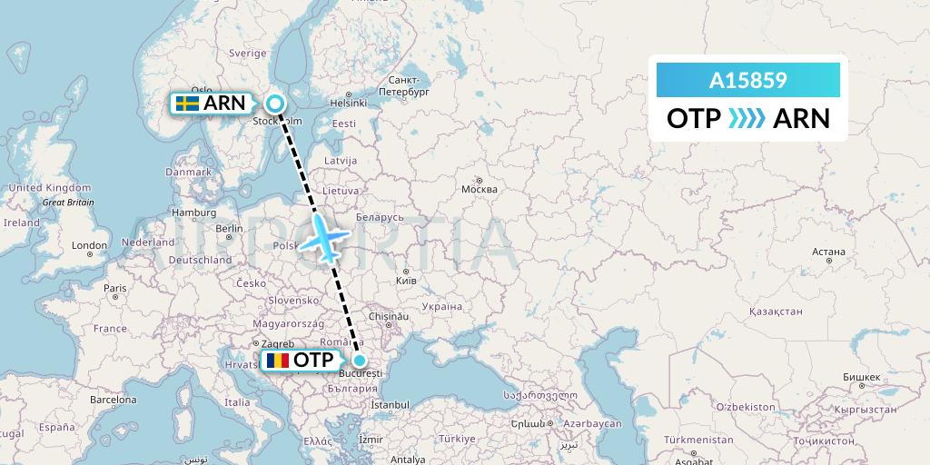 A15859 A.p.g. Distribution Systems Flight Map: Bucharest to Stockholm