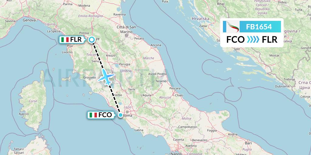 FB1654 Bulgaria Air Flight Map: Rome to Florence