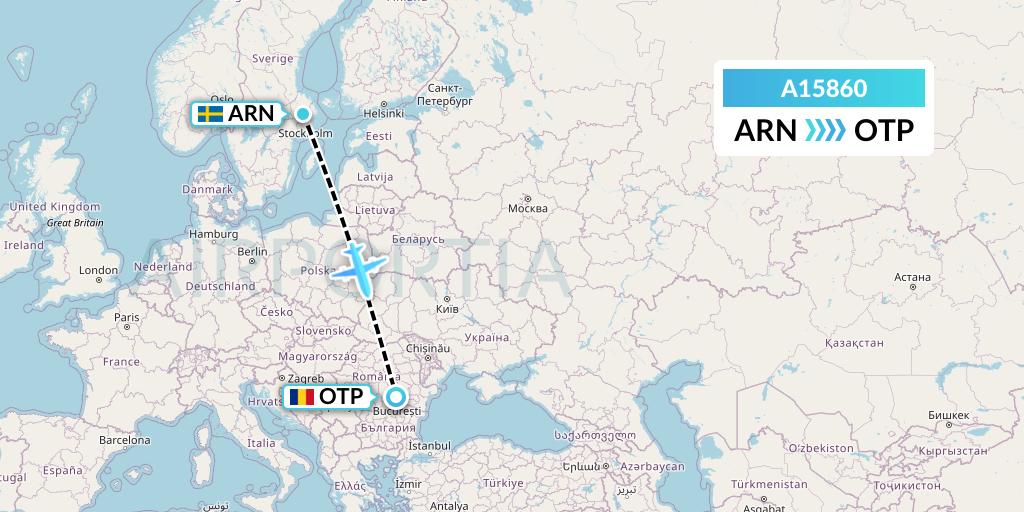 A15860 A.p.g. Distribution Systems Flight Map: Stockholm to Bucharest