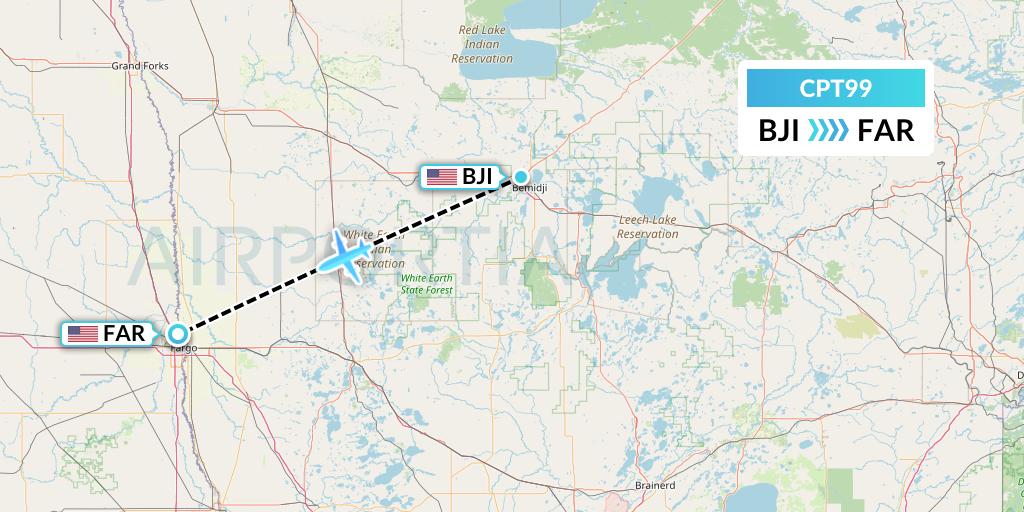 CPT99 Corporate Air Flight Map: Bemidji to Fargo