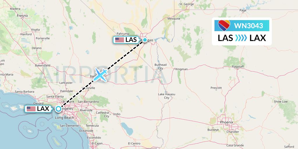 WN3043 Southwest Airlines Flight Map: Las Vegas to Los Angeles
