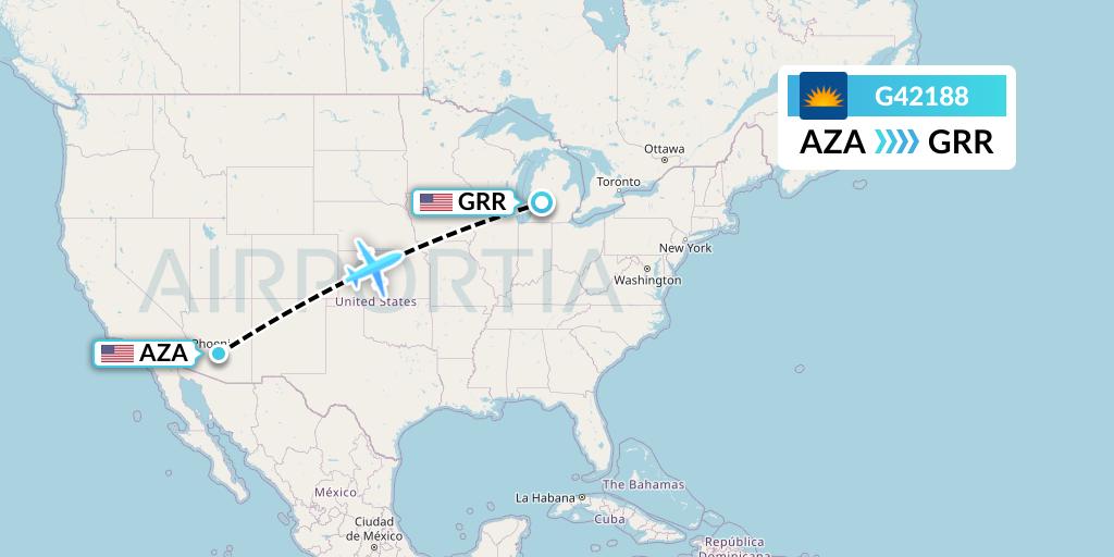 G42188 Allegiant Air Flight Map: Phoenix to Grand Rapids