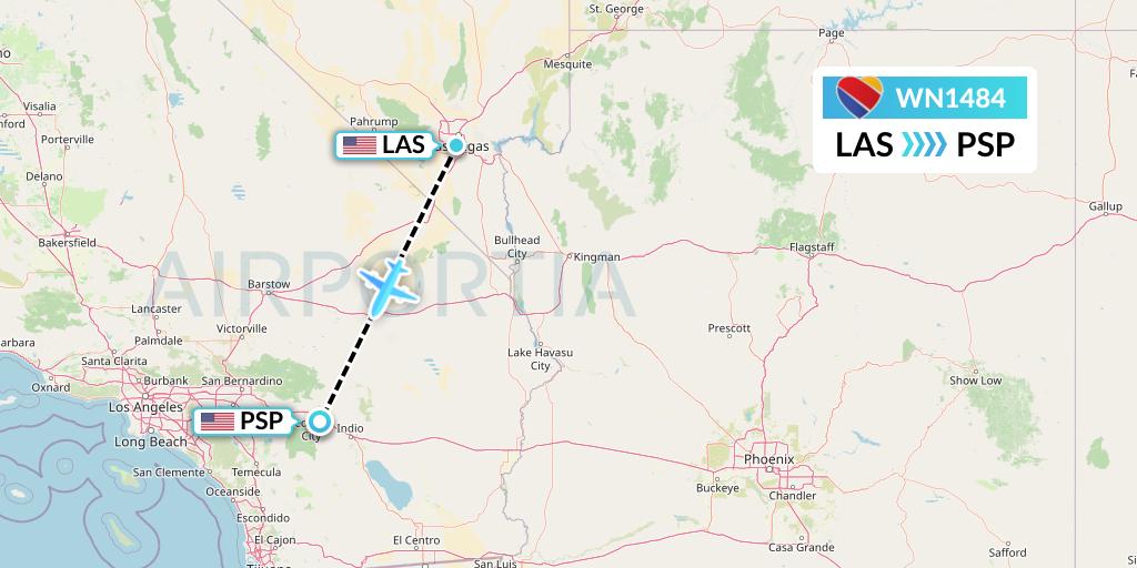 WN1484 Southwest Airlines Flight Map: Las Vegas to Palm Springs