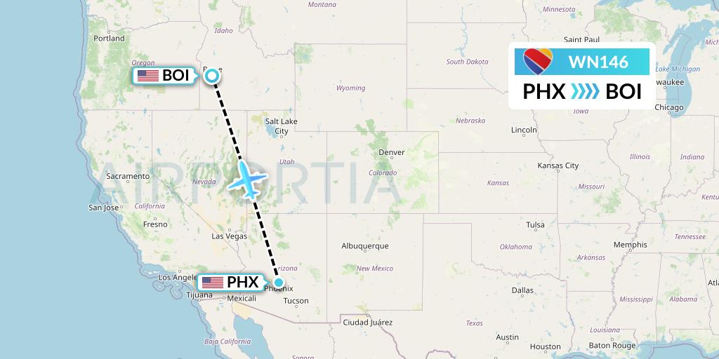 WN146 Southwest Airlines Flight Map: Phoenix to Boise