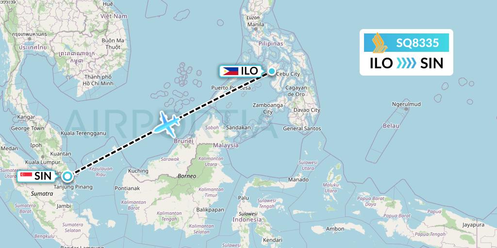 SQ8335 Singapore Airlines Flight Map: Iloilo to Singapore