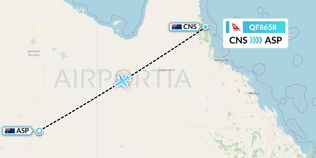 QF8658 Qantas Flight Map: Cairns to Alice Springs