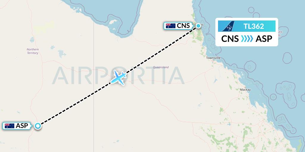 TL362 Airnorth Flight Map: Cairns to Alice Springs
