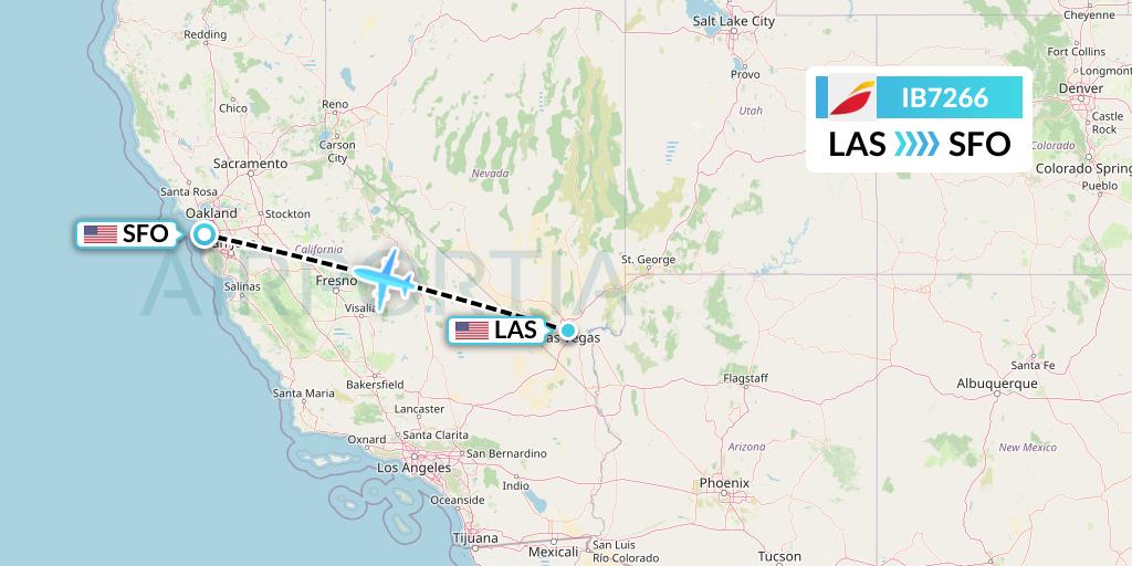 IB7266 Iberia Flight Map: Las Vegas to San Francisco