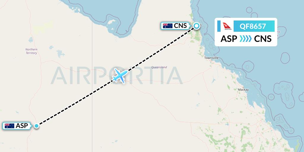 QF8657 Qantas Flight Map: Alice Springs to Cairns