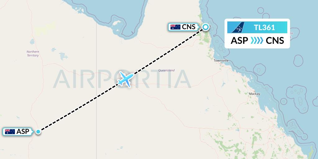 TL361 Airnorth Flight Map: Alice Springs to Cairns