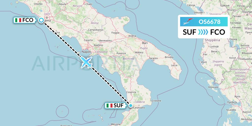 OS6678 Austrian Airlines Flight Map: Lamezia Terme to Rome