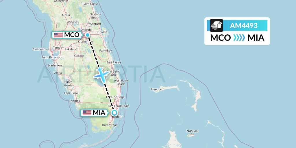 AM4493 Aeromexico Flight Map: Orlando to Miami
