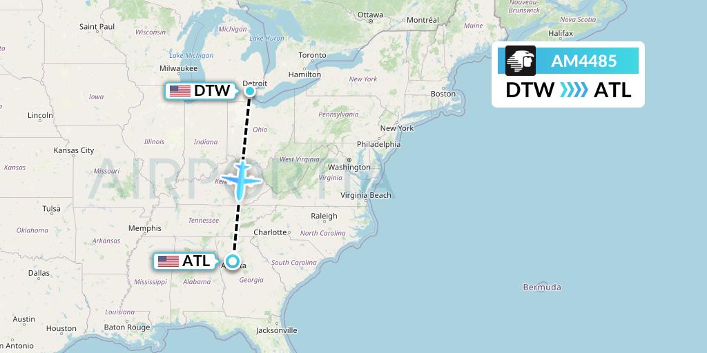 AM4485 Aeromexico Flight Map: Detroit to Atlanta
