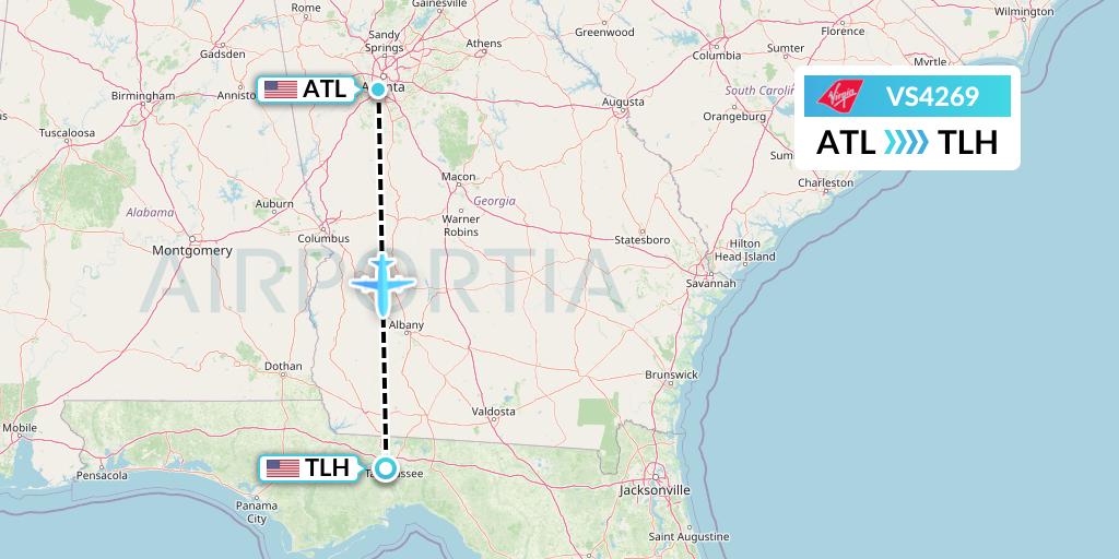 VS4269 Virgin Atlantic Airways Flight Map: Atlanta to Tallahassee