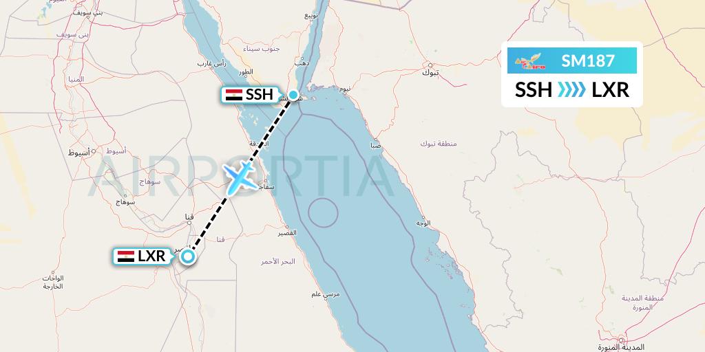 SM187 Air Cairo Flight Map: Sharm el-Sheikh to Luxor