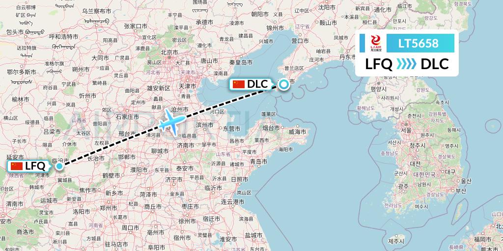 LT5658 LongJiang Airlines Flight Map: Yulin to Dalian