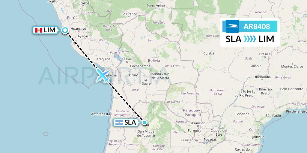 AR8408 Aerolineas Argentinas Flight Map: Salta to Lima