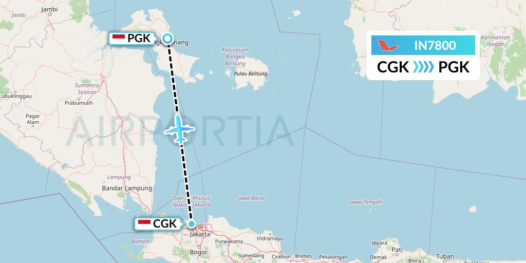IN7800 NAM Air Flight Map: Jakarta to Pangkal Pinang