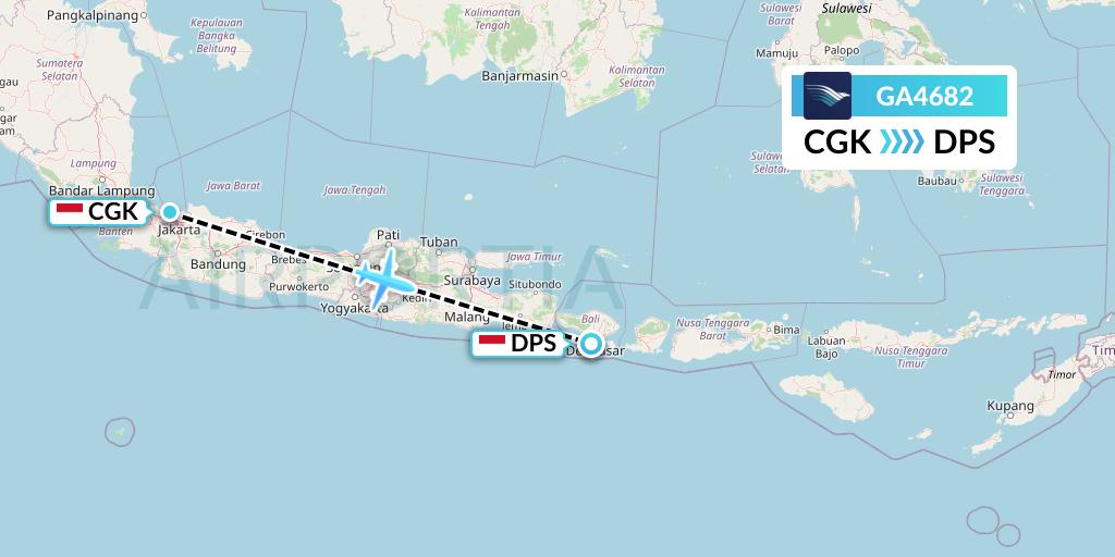 GA4682 Garuda Indonesia Flight Map: Jakarta to Denpasar