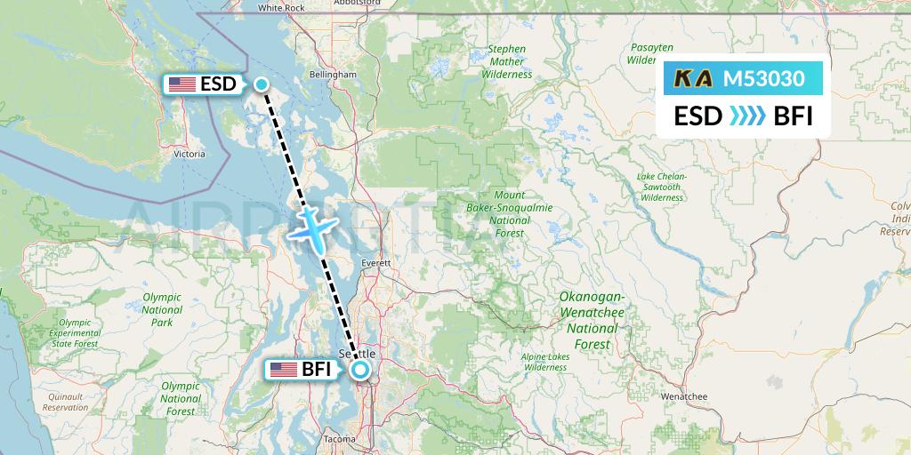 M53030 Kenmore Air Flight Map: Eastsound to Seattle