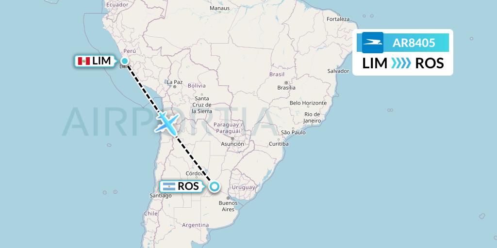 AR8405 Aerolineas Argentinas Flight Map: Lima to Rosario
