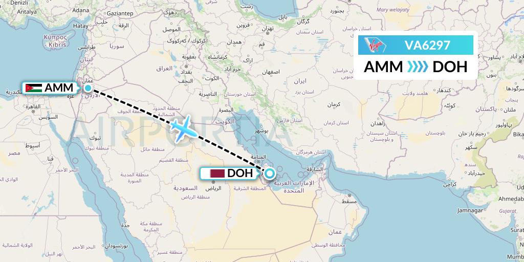 VA6297 Virgin Australia Flight Map: Amman to Doha