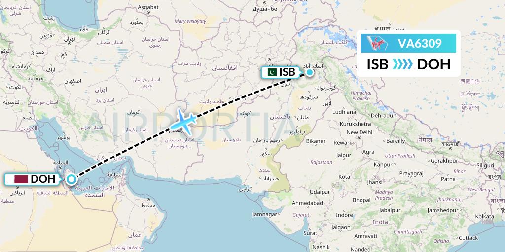 VA6309 Virgin Australia Flight Map: Islamabad to Doha