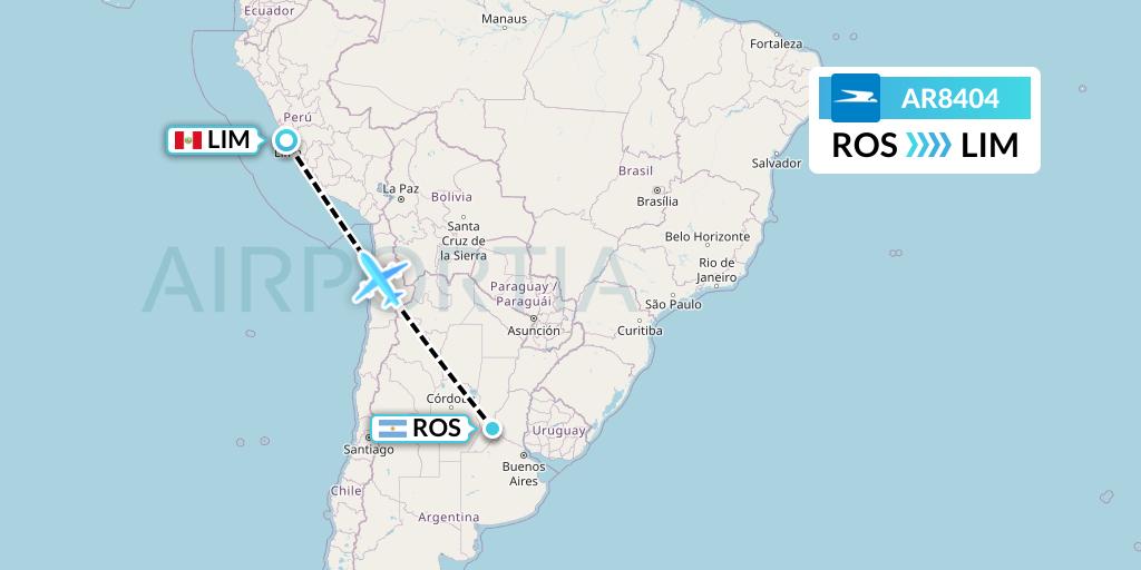 AR8404 Aerolineas Argentinas Flight Map: Rosario to Lima
