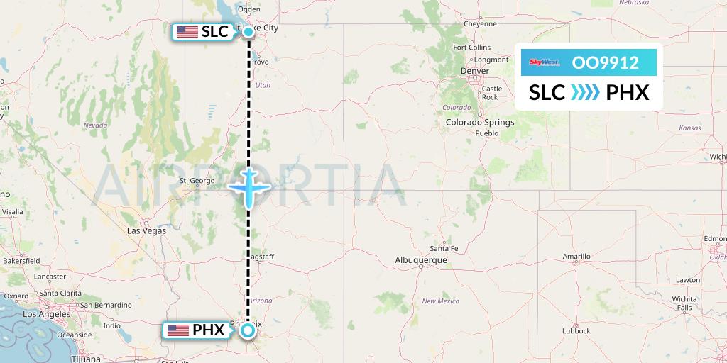OO9912 SkyWest Airlines Flight Map: Salt Lake City to Phoenix