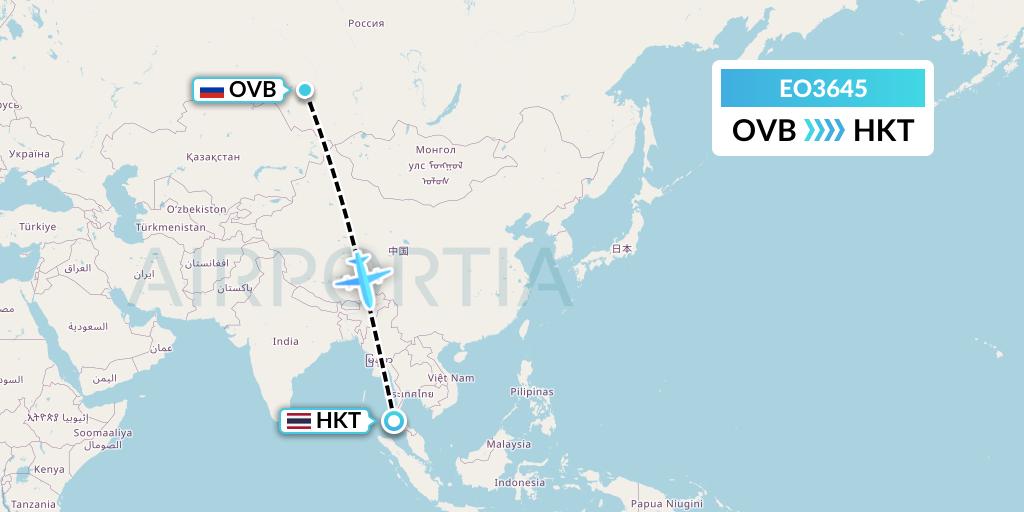 EO3645 Pegas Fly Flight Map: Novosibirsk to Phuket