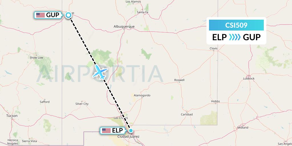 CSI509 Csi Aviation Flight Map: El Paso to Gallup