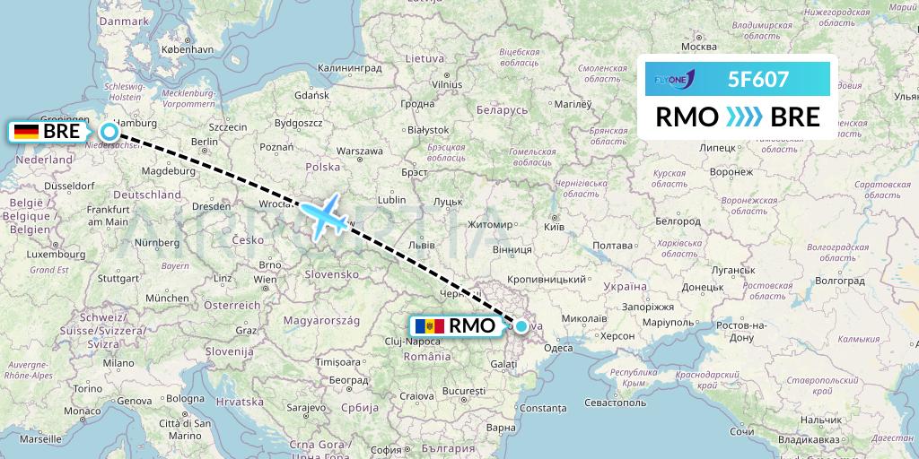 5F607 Fly One Flight Map: Chisinau to Bremen