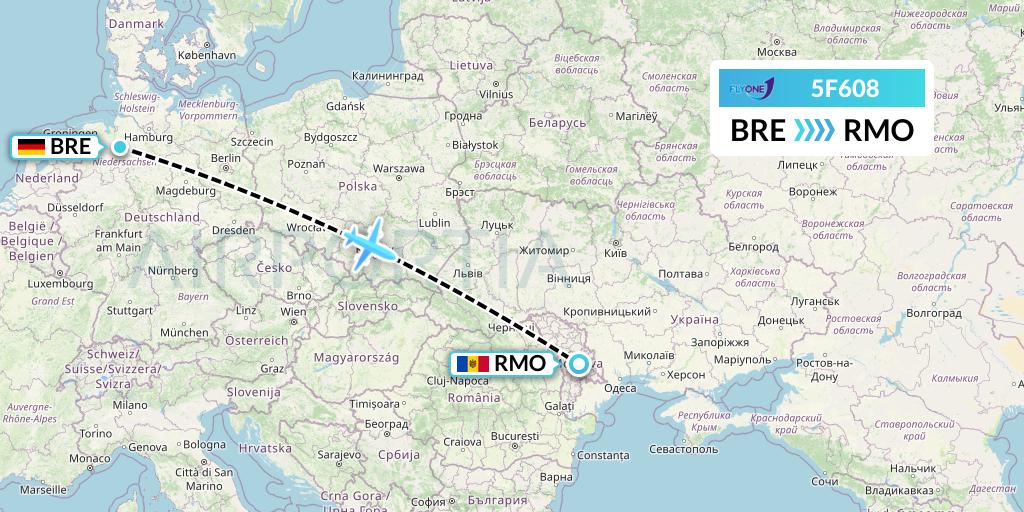 5F608 Fly One Flight Map: Bremen to Chisinau